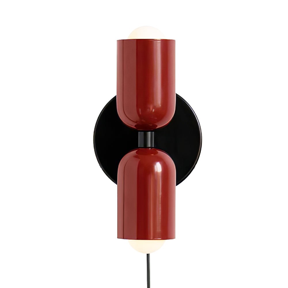 Wall-Mounted Double Plug-In Lamp | Metal | Black & Multi-Color Shades