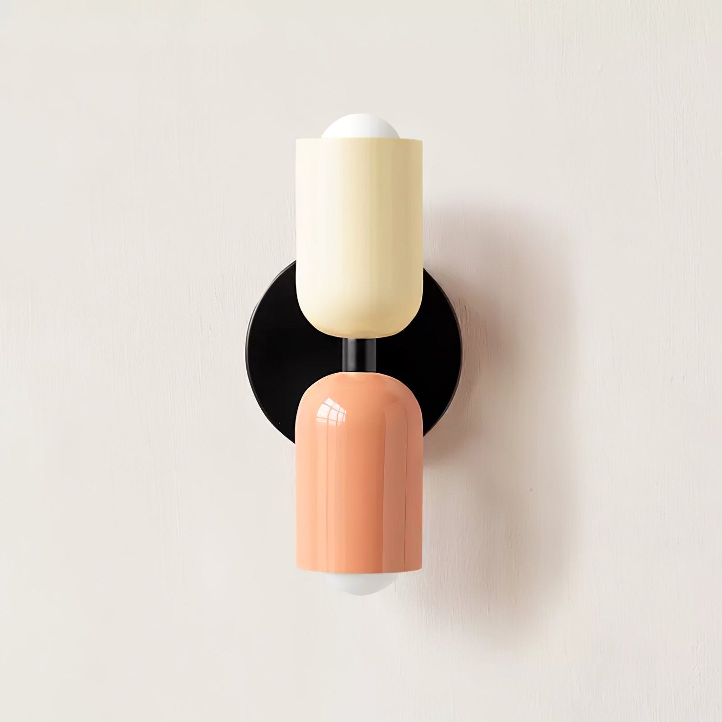 Wall-Mounted Double Plug-In Lamp | Metal | Black & Multi-Color Shades