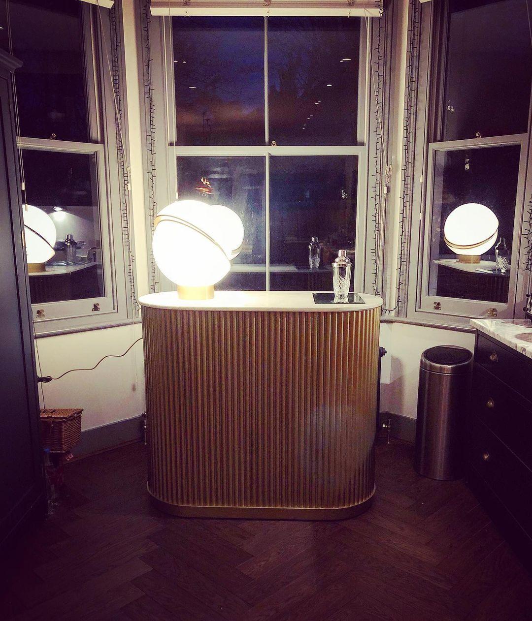 Crescent Table Lamp | Brushed Brass & White Acrylic | 30cm Diameter