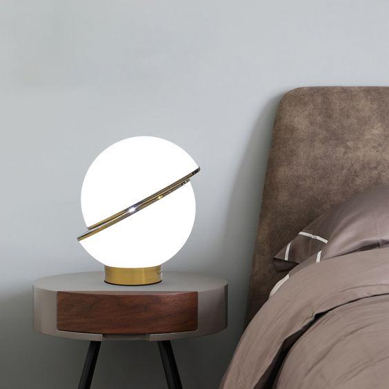 Crescent Table Lamp | Brushed Brass & White Acrylic | 30cm Diameter