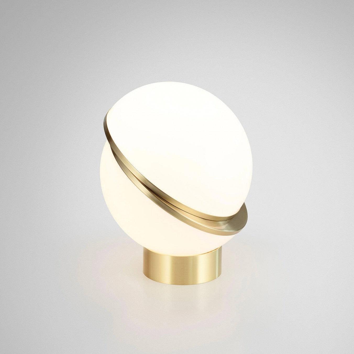 Crescent Table Lamp | Brushed Brass & White Acrylic | 30cm Diameter
