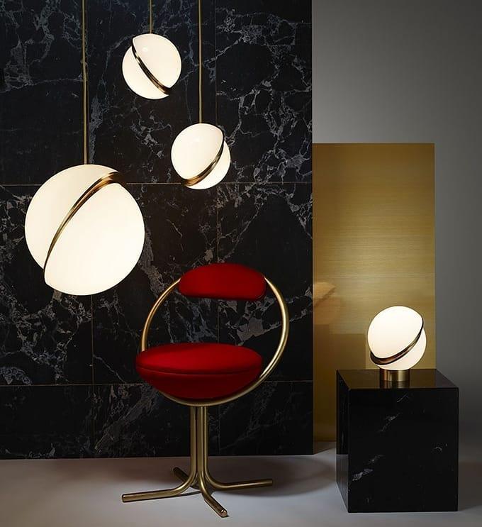 Crescent Table Lamp | Brushed Brass & White Acrylic | 30cm Diameter