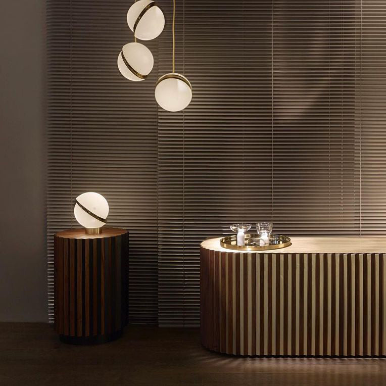 Crescent Table Lamp | Brushed Brass & White Acrylic | 30cm Diameter