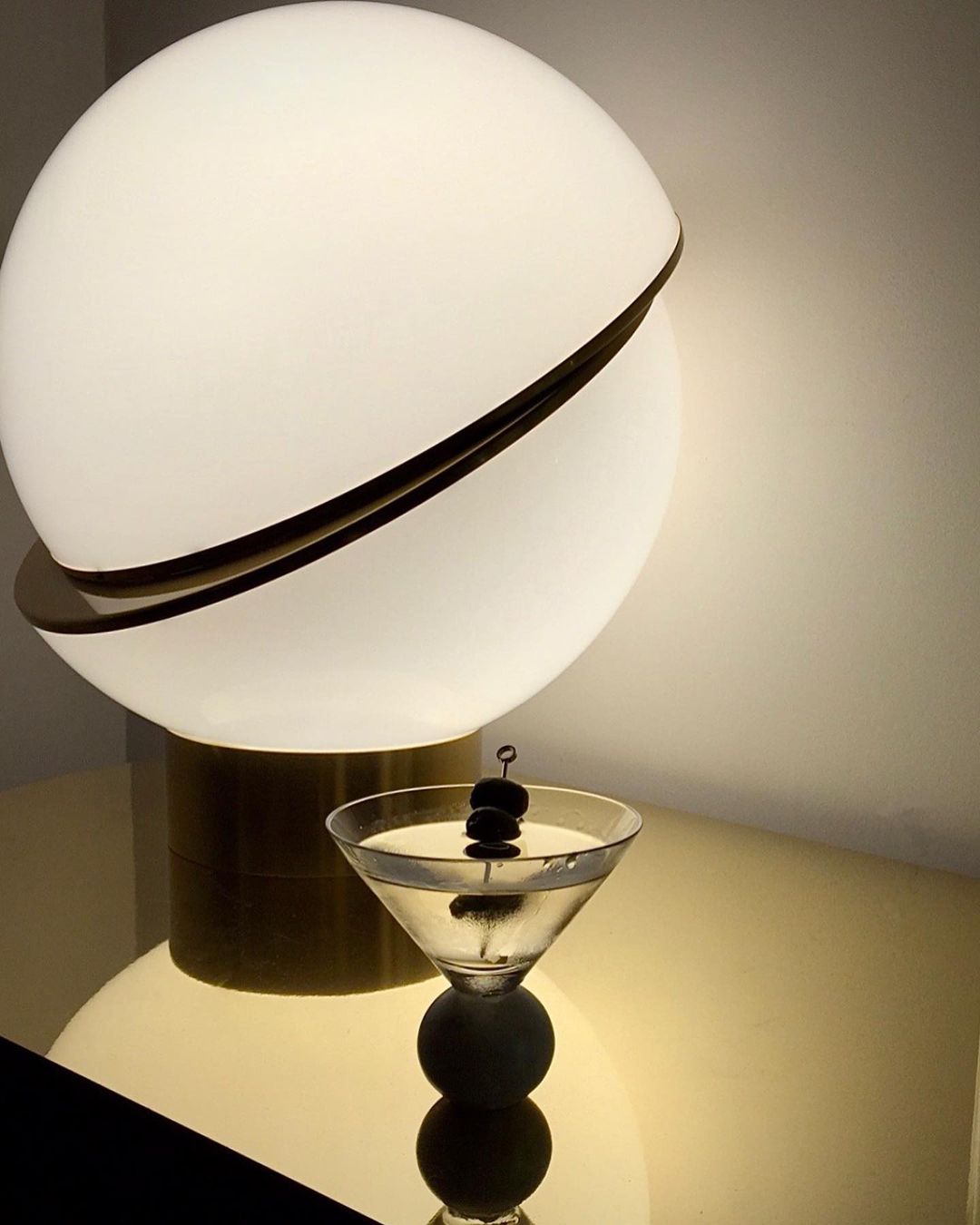 Crescent Table Lamp | Brushed Brass & White Acrylic | 30cm Diameter