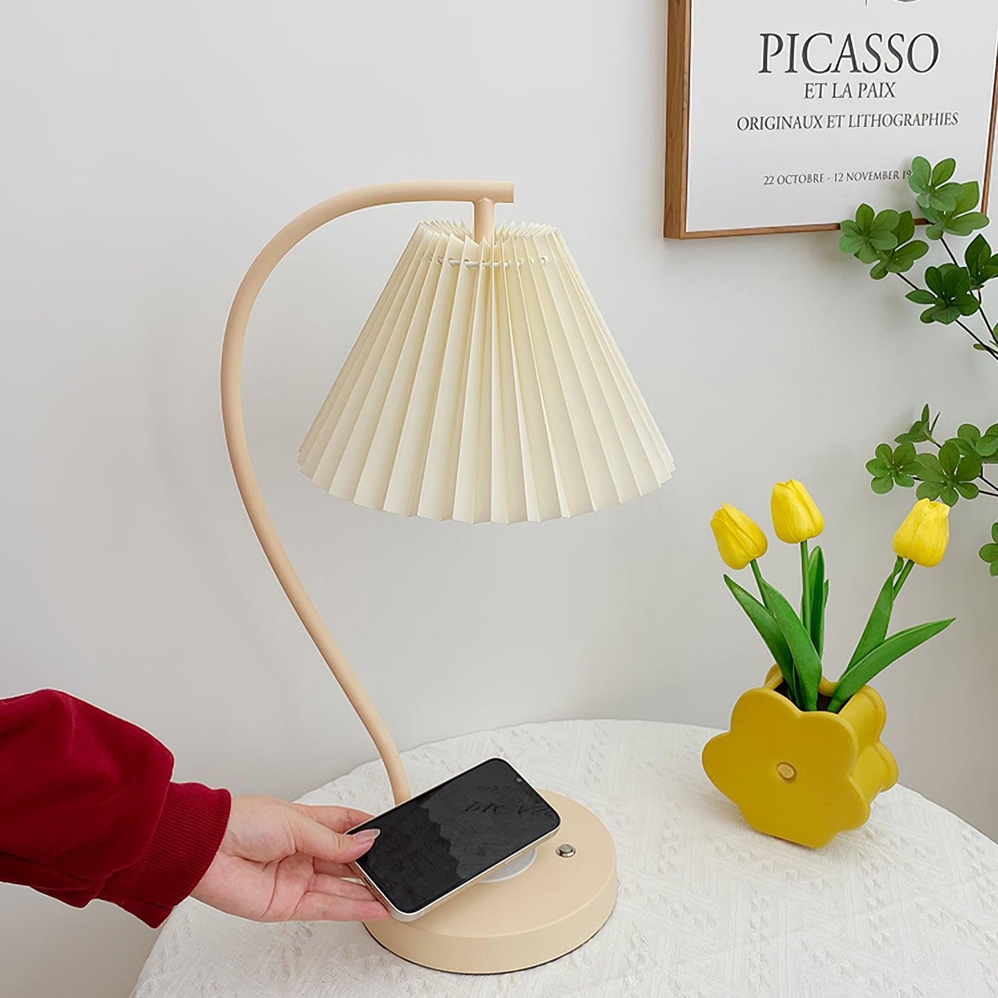 Crescini Table Lamp | Pleated Shade | White