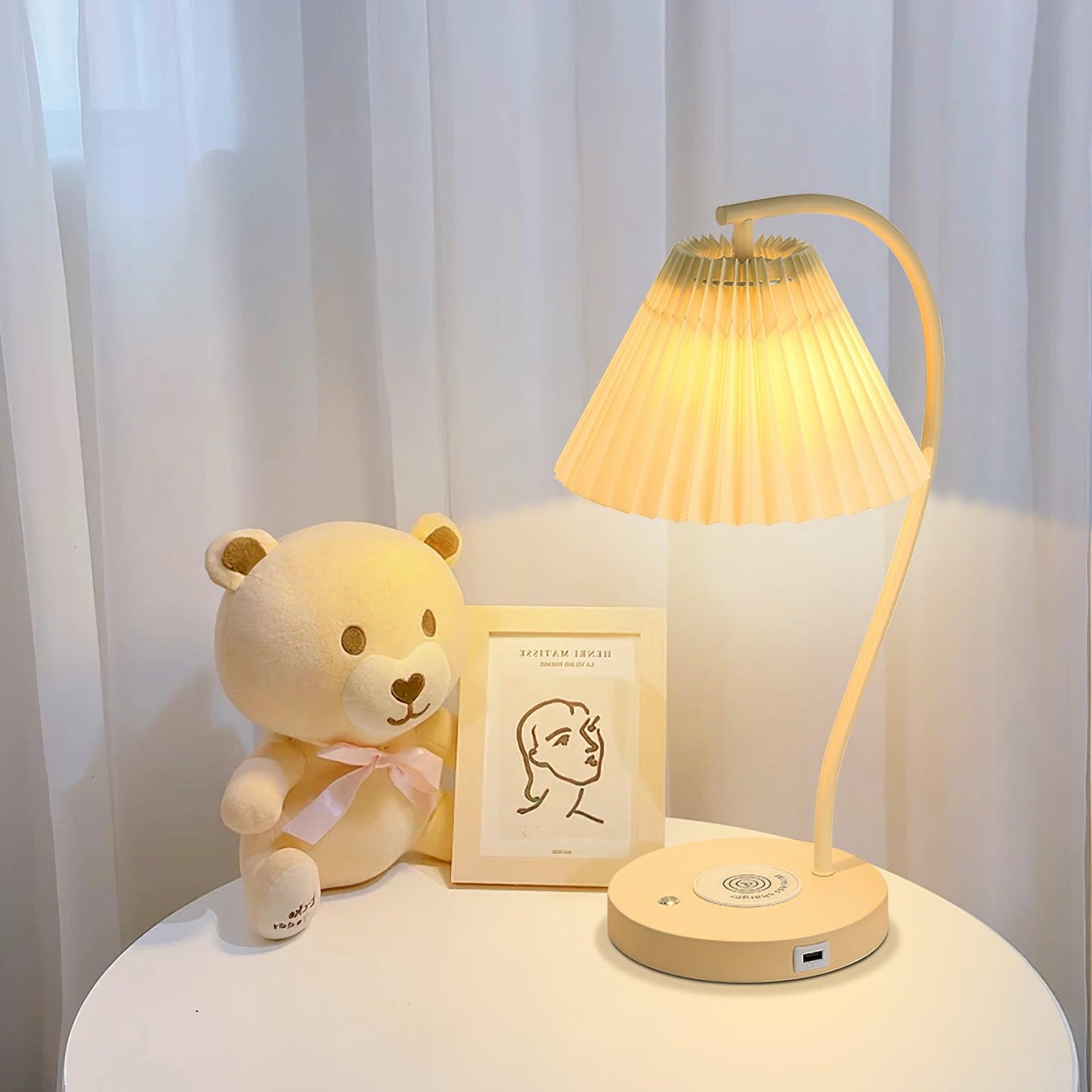 Crescini Table Lamp | Pleated Shade | White