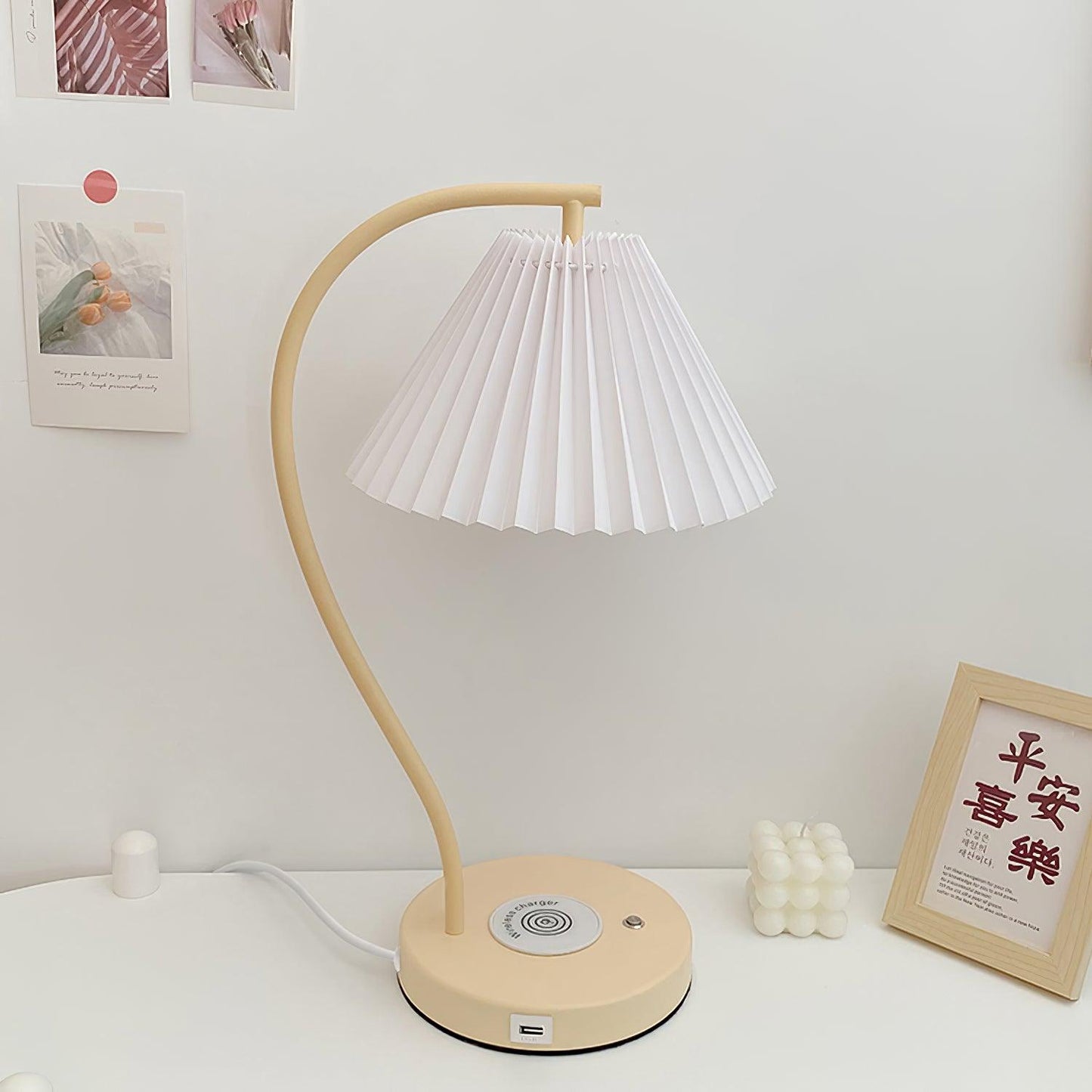 Crescini Table Lamp | Pleated Shade | White