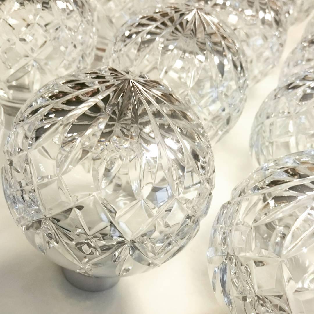 Crystal Table Lamp | Hand-Cut Clear Glass | Gold Brass Base