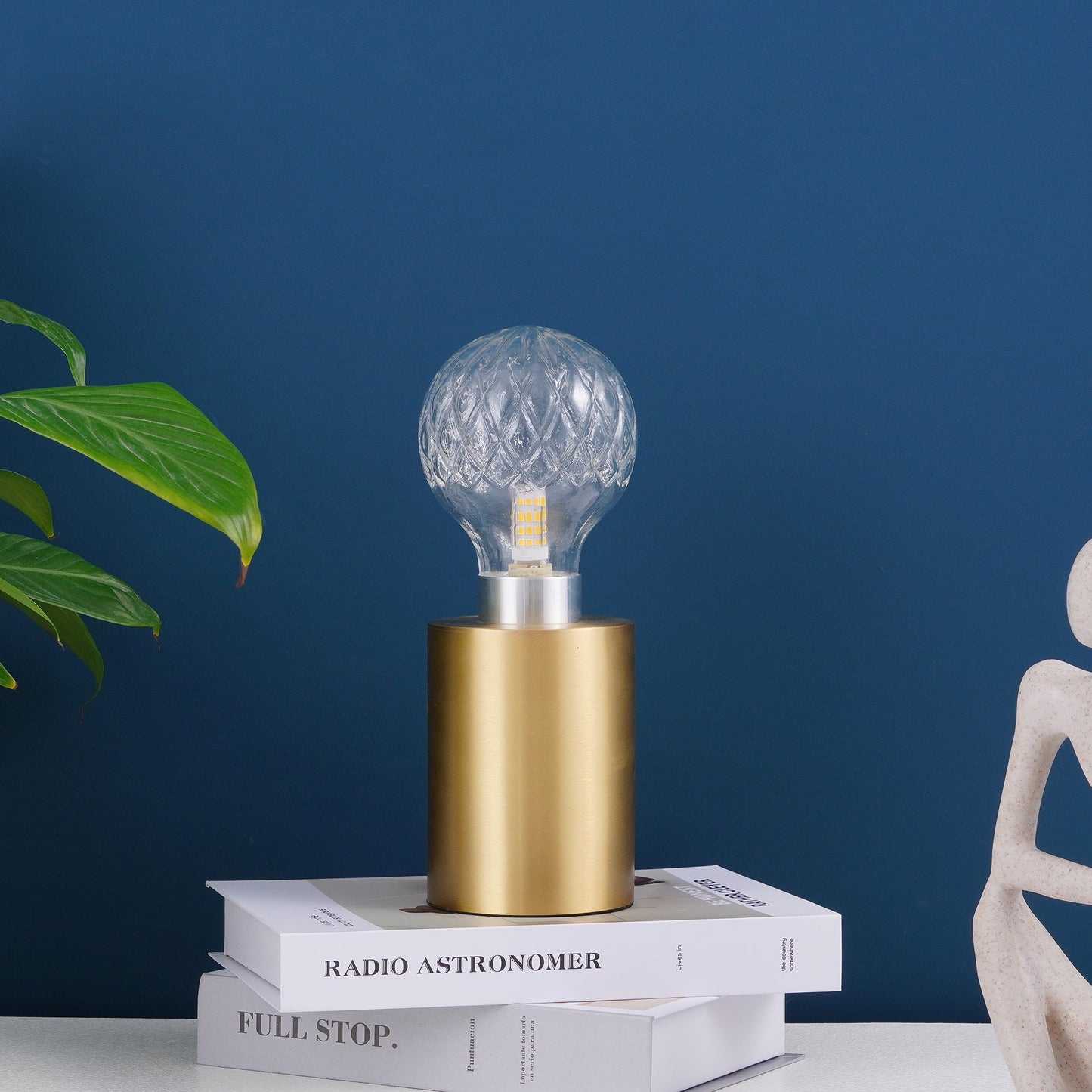 Crystal Table Lamp | Hand-Cut Clear Glass | Gold Brass Base