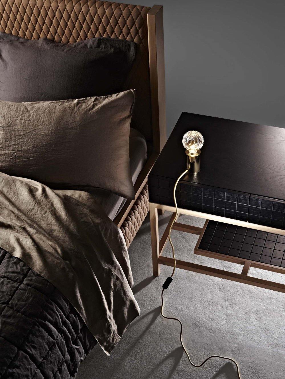 Crystal Table Lamp | Hand-Cut Clear Glass | Gold Brass Base