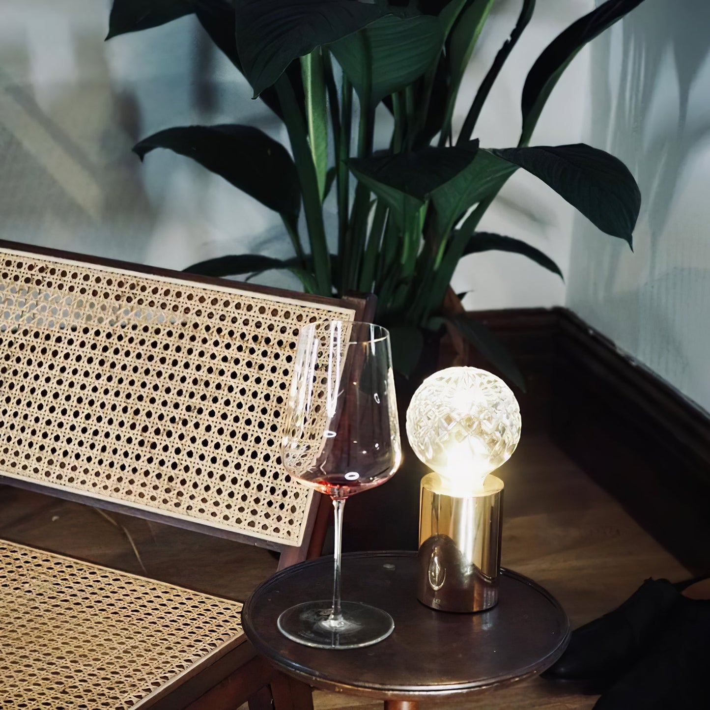 Crystal Table Lamp | Hand-Cut Clear Glass | Gold Brass Base