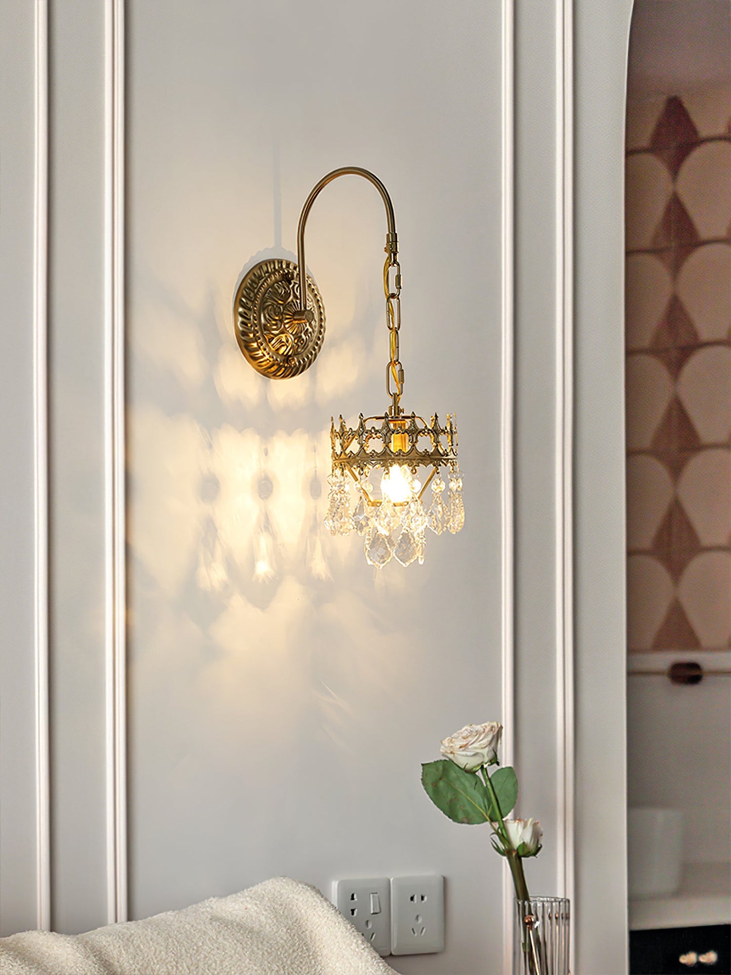 Crystal Crown Sconce | Crystal & Iron | Copper Plated