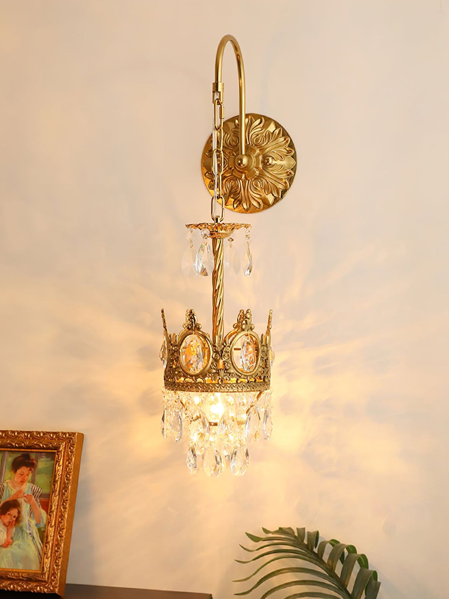 Crystal Crown Wall Light | Crystal & Iron | Copper Plated