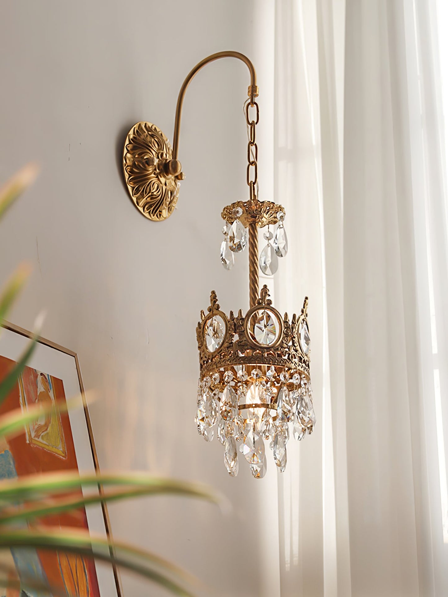 Crystal Crown Wall Light | Crystal & Iron | Copper Plated