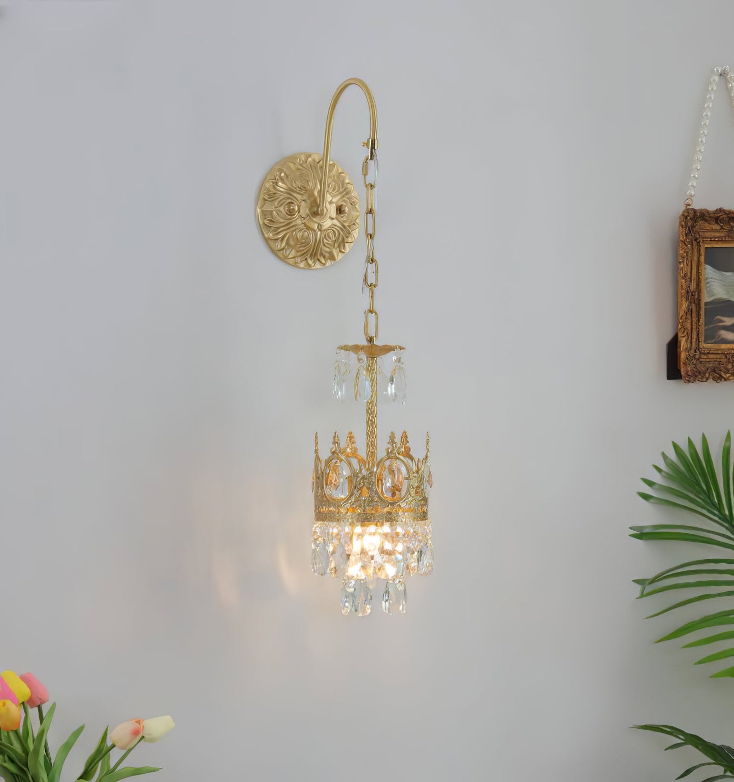 Crystal Crown Wall Light | Crystal & Iron | Copper Plated