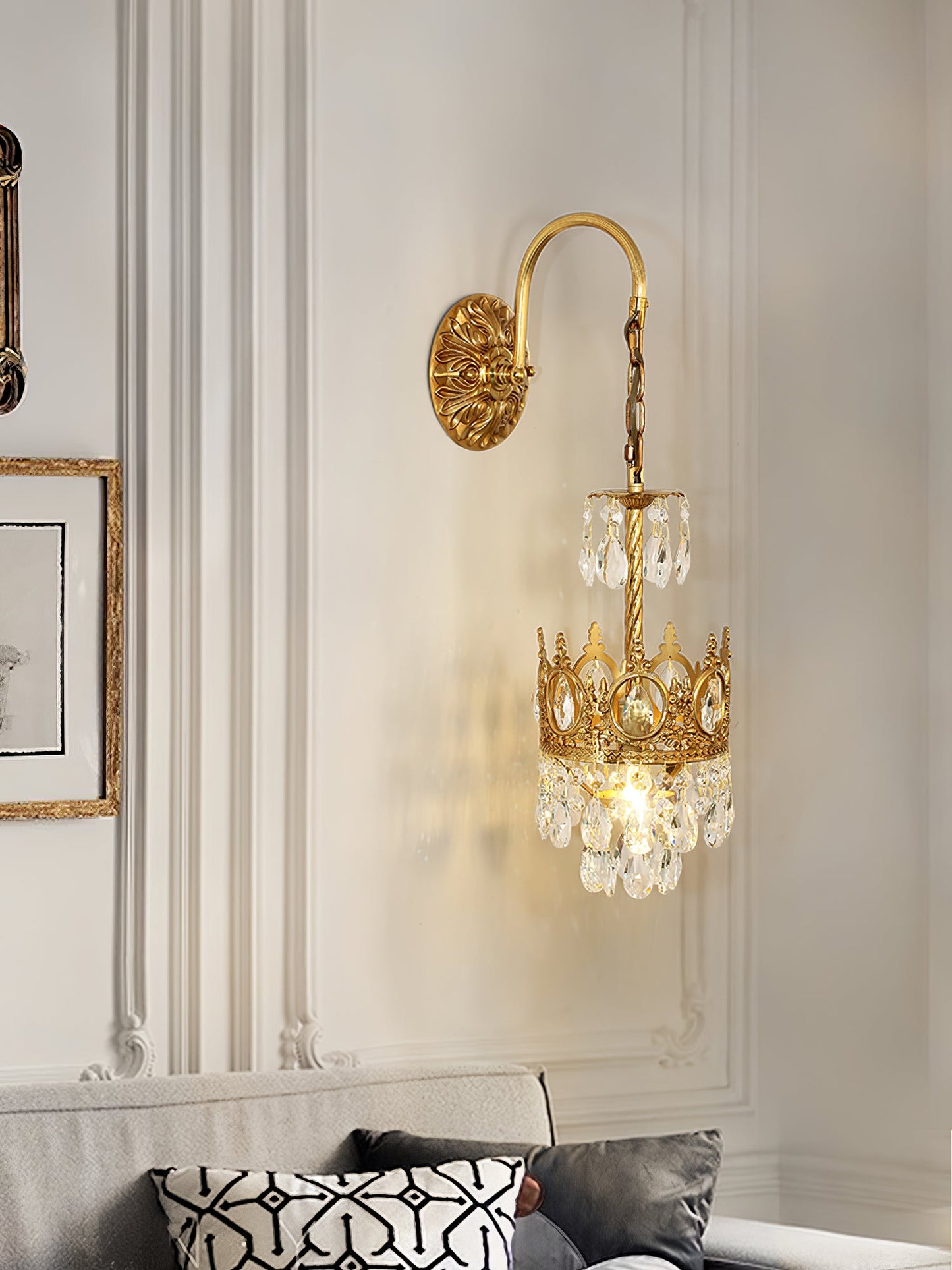 Crystal Crown Wall Light | Crystal & Iron | Copper Plated