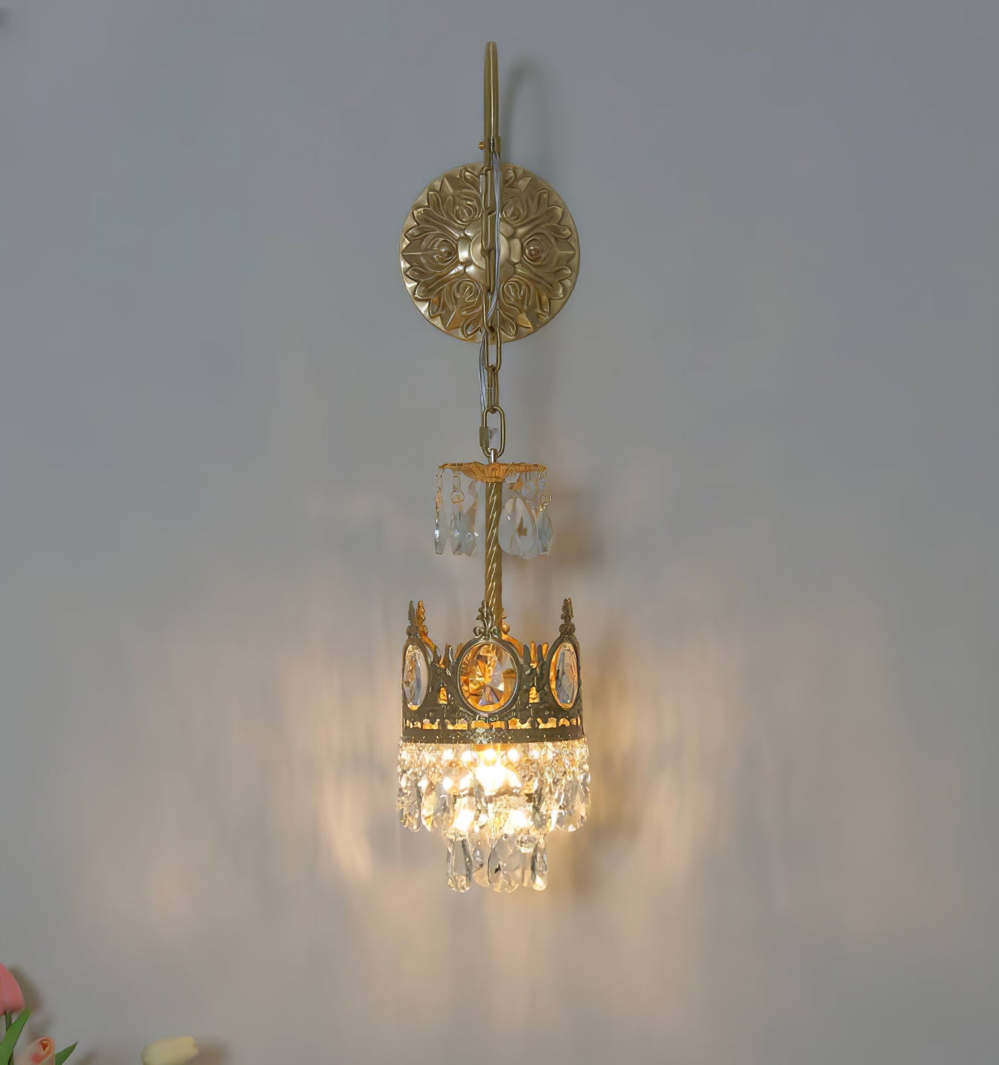 Crystal Crown Wall Light | Crystal & Iron | Copper Plated