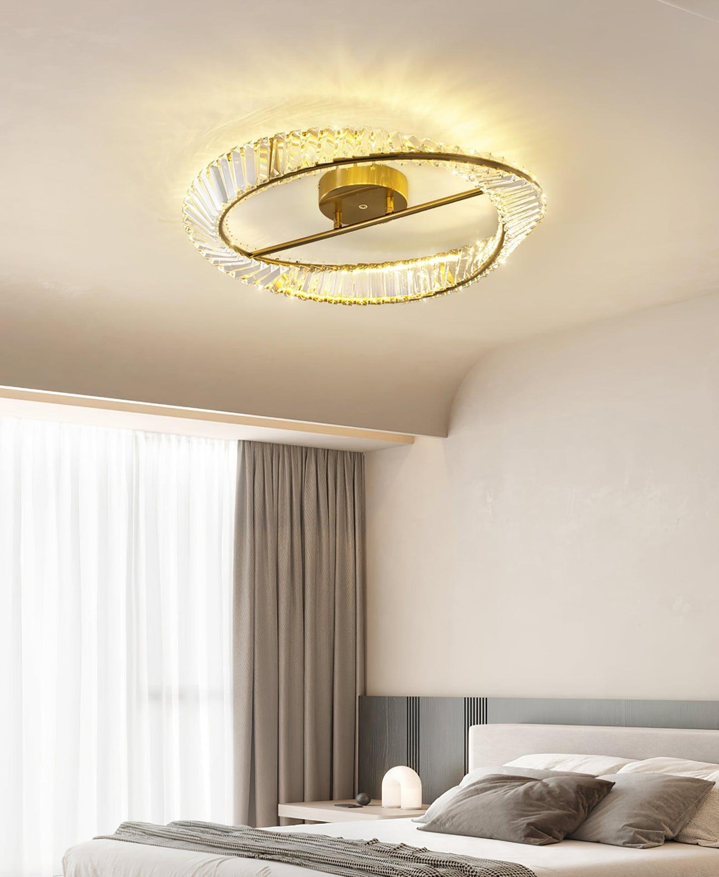 Crystal Rings Ceiling Lamp | Stainless Steel & Glass | Brass
