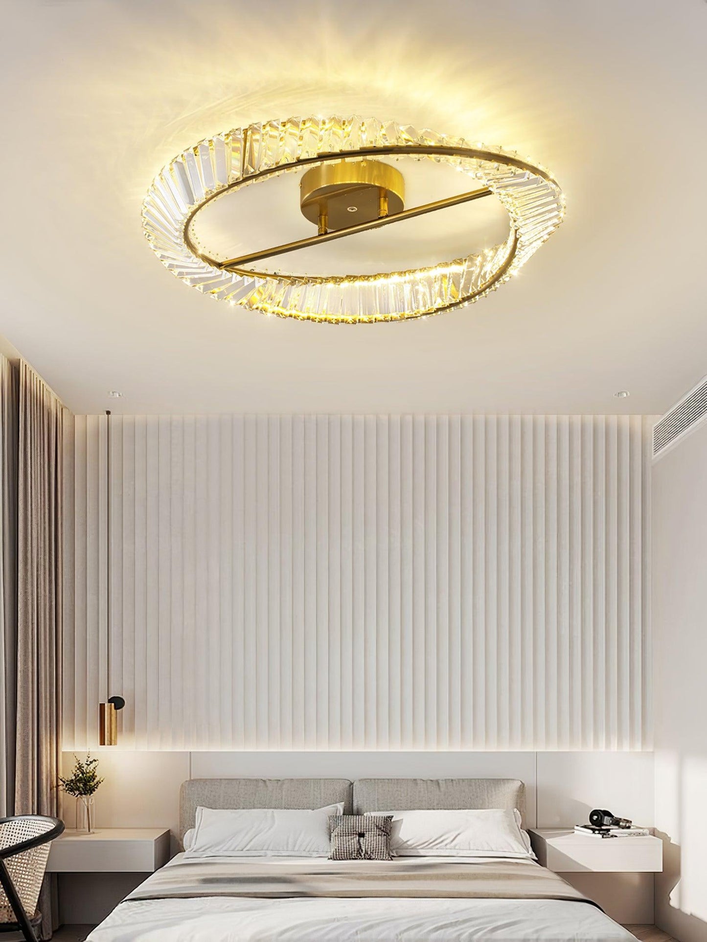 Crystal Rings Ceiling Lamp | Stainless Steel & Glass | Brass