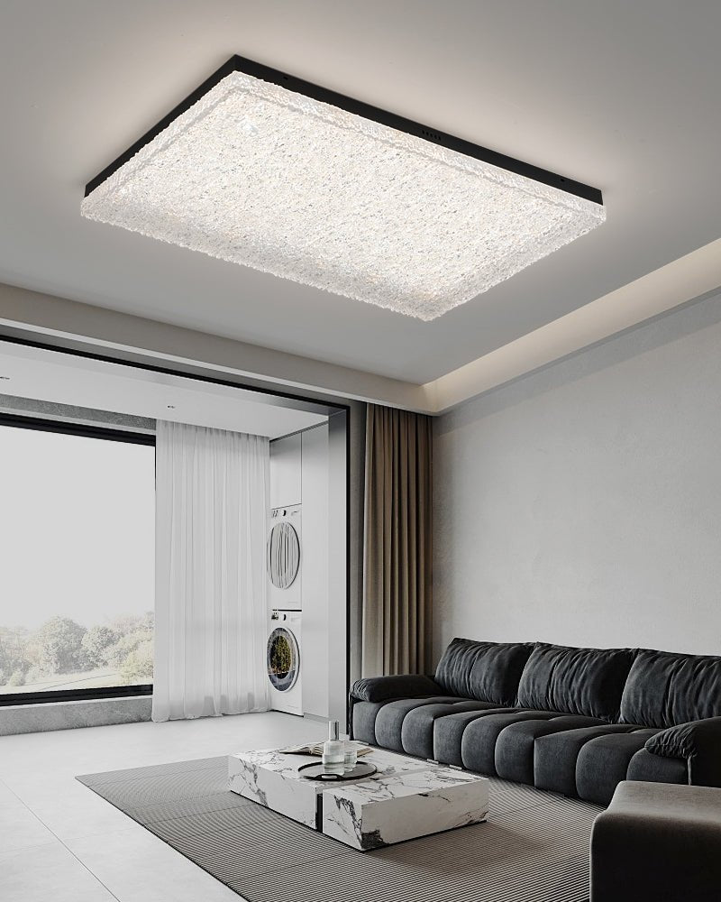 Crystalia Resin Ceiling Light | Black Iron Frame | Clear Shade