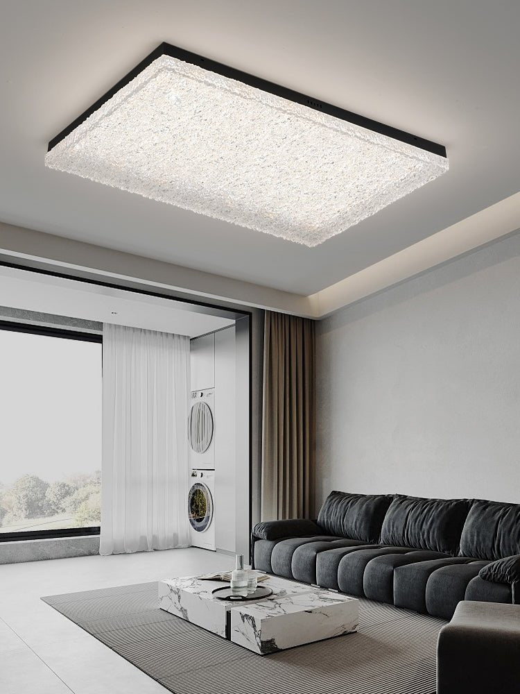 Crystalia Resin Ceiling Light | Black Iron Frame | Clear Shade