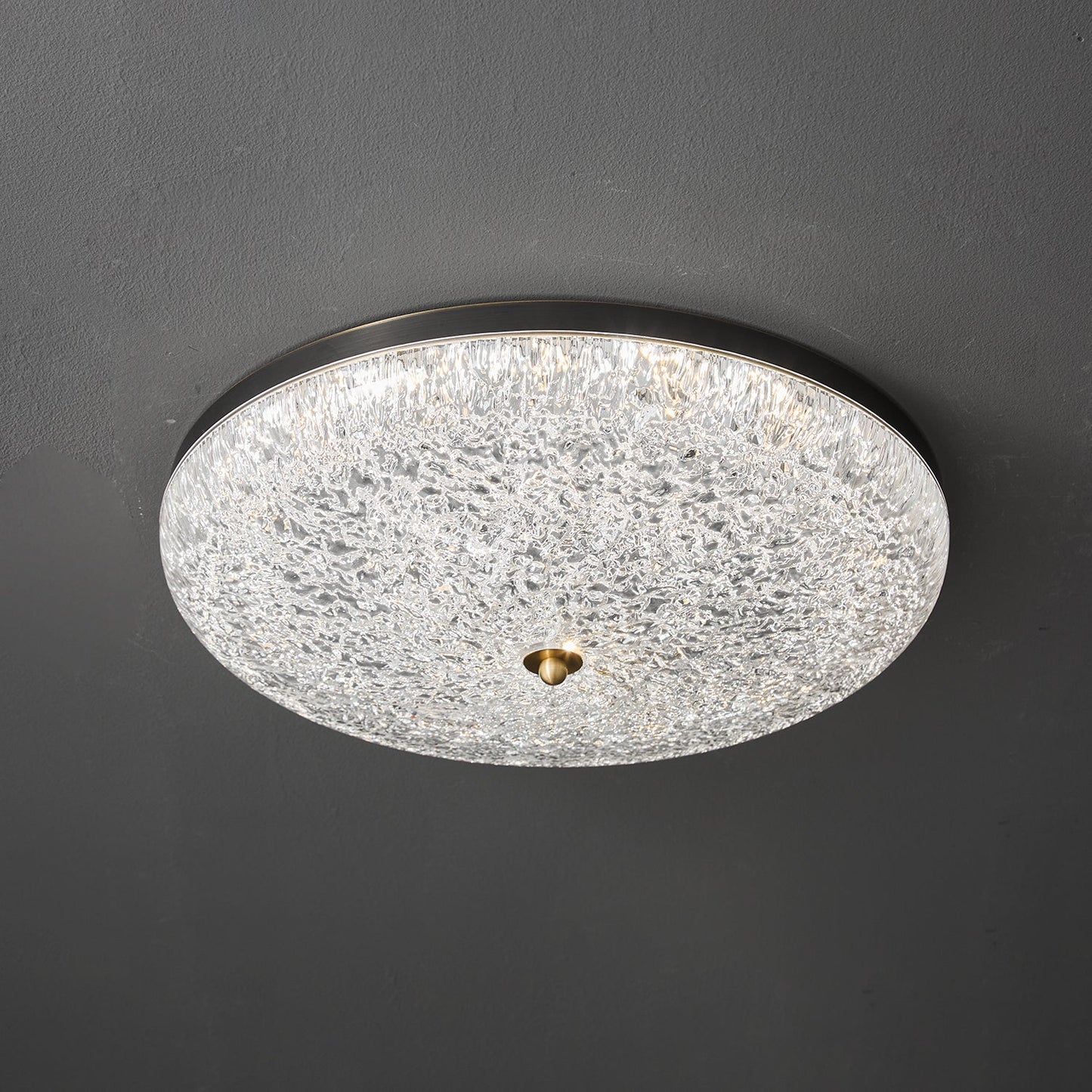 Crystalline Round Ceiling Lamp | Brass & Acrylic | Various Sizes