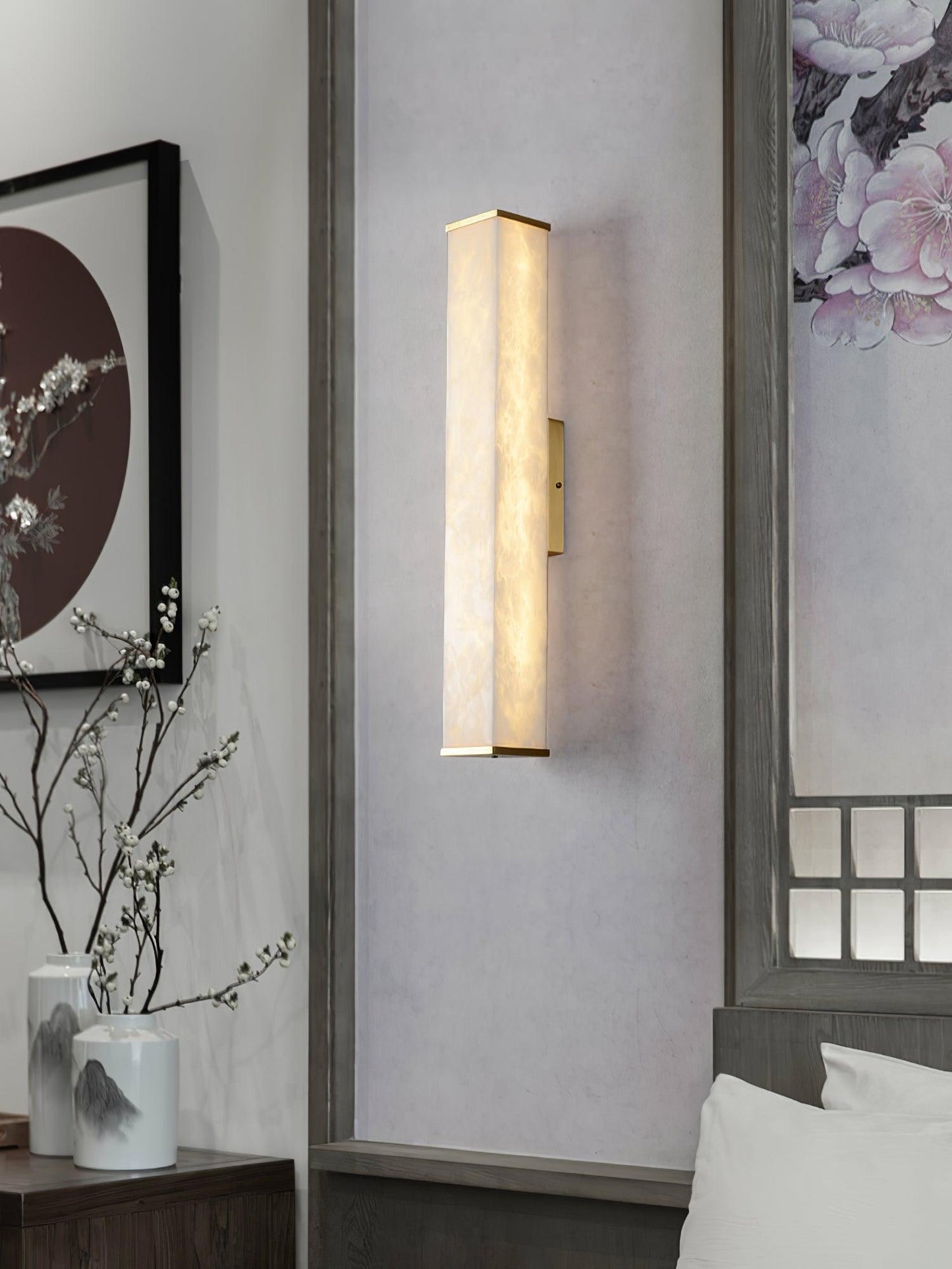 Cuboid Wall Light | Alabaster & Brass | Modern Design