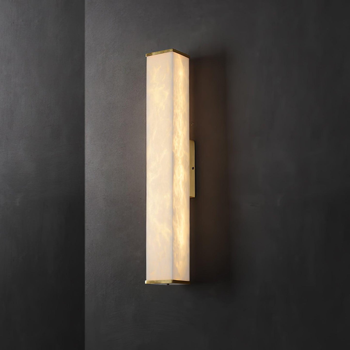Cuboid Wall Light | Alabaster & Brass | Modern Design