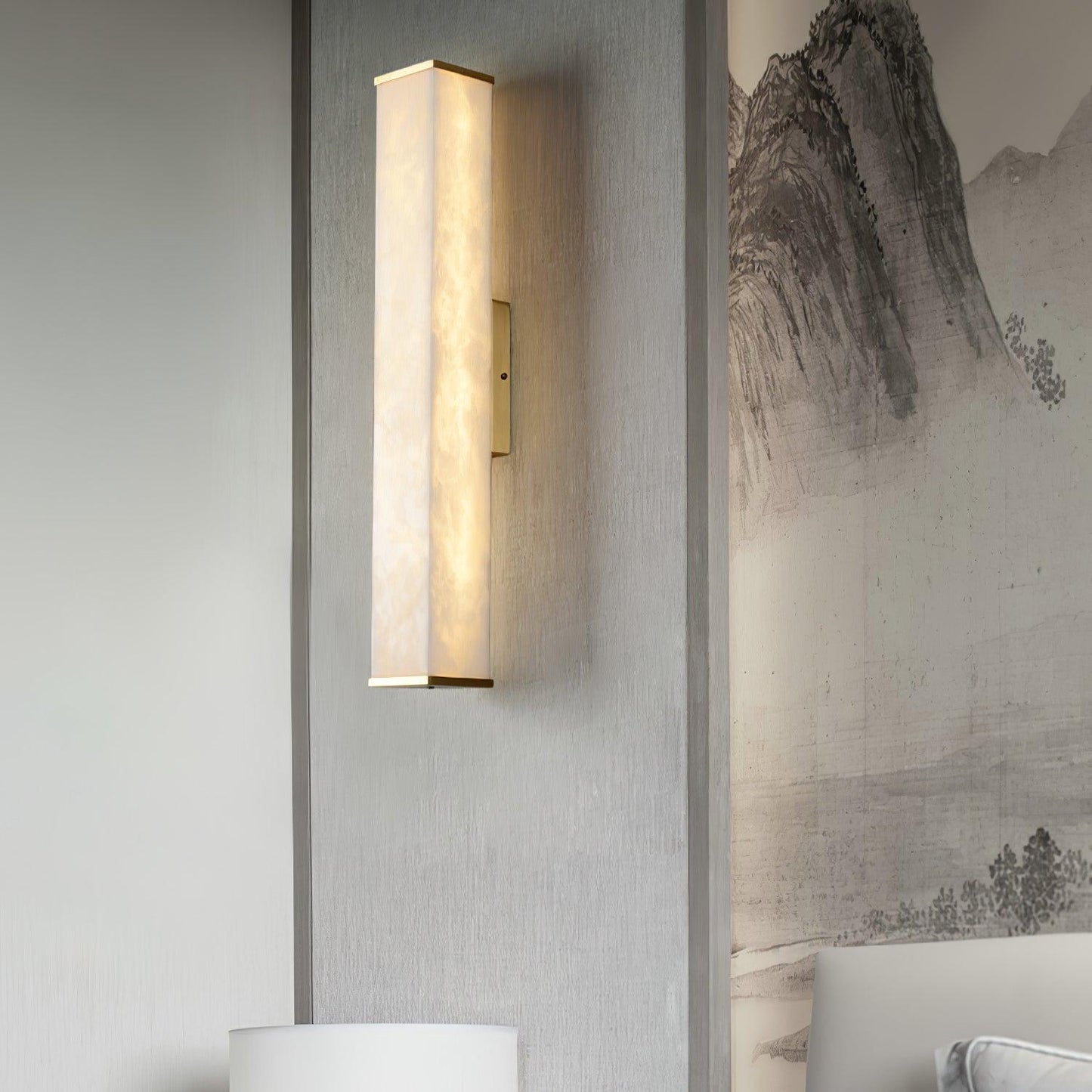 Cuboid Wall Light | Alabaster & Brass | Modern Design