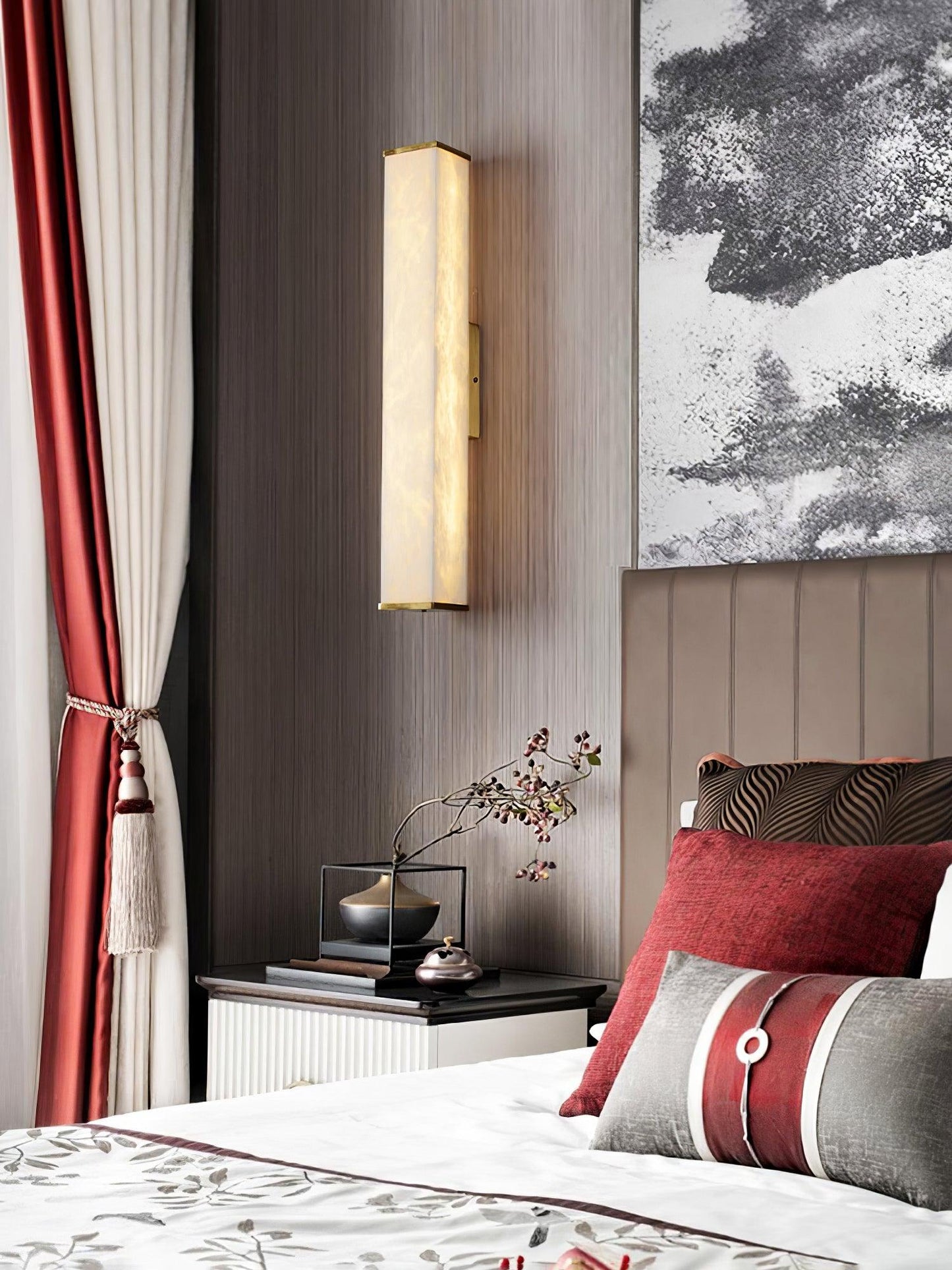 Cuboid Wall Light | Alabaster & Brass | Modern Design