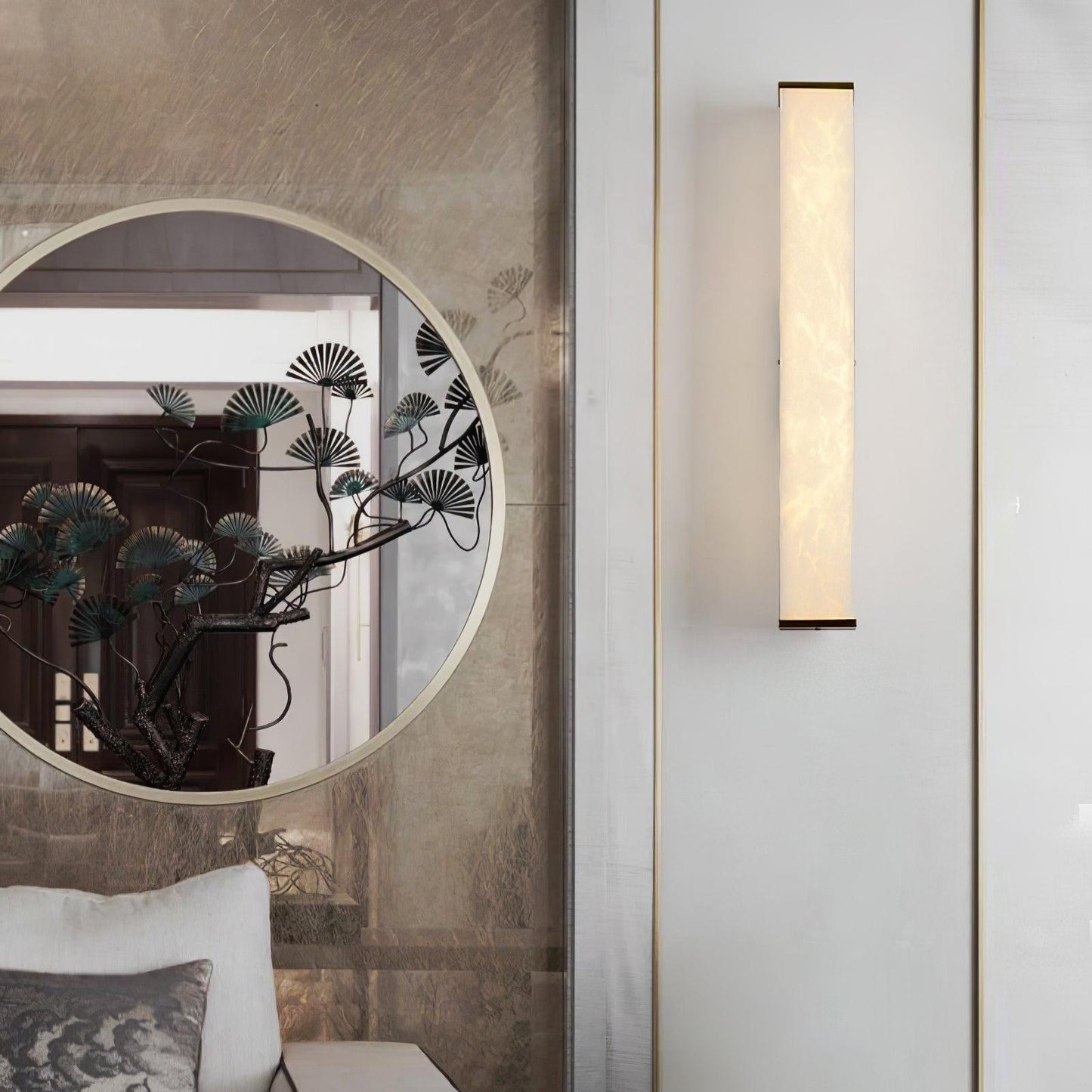 Cuboid Wall Light | Alabaster & Brass | Modern Design