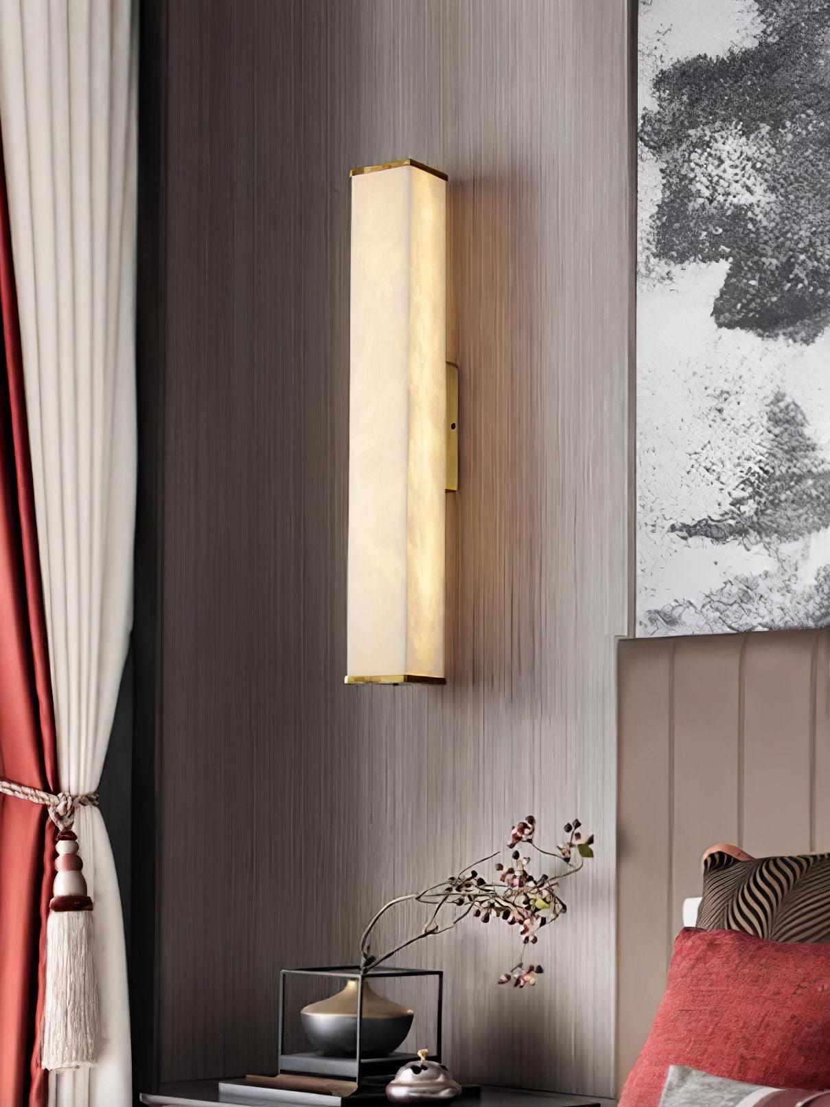 Cuboid Wall Light | Alabaster & Brass | Modern Design