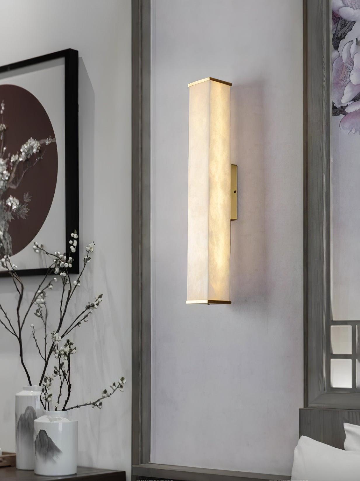 Cuboid Wall Light | Alabaster & Brass | Modern Design