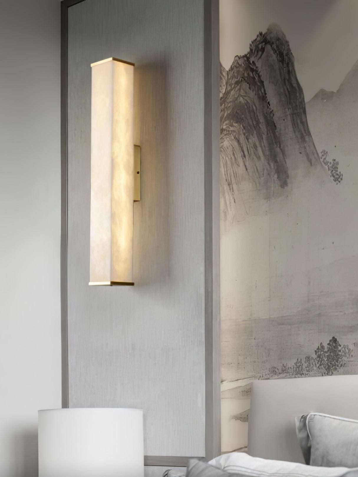 Cuboid Wall Light | Alabaster & Brass | Modern Design