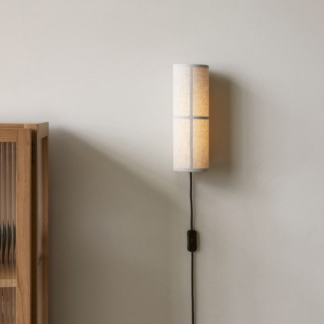 Cylinder Wall Lamp | Fabric Shade | Black Frame, White or Grey Shade