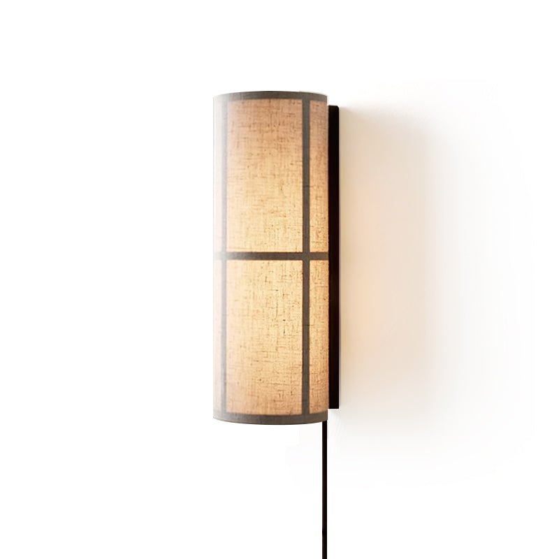 Cylinder Wall Lamp | Fabric Shade | Black Frame, White or Grey Shade