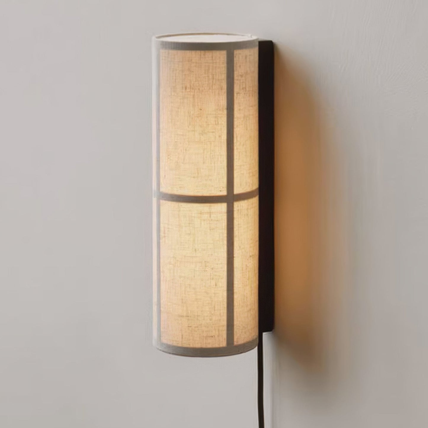 Cylinder Wall Lamp | Fabric Shade | Black Frame, White or Grey Shade