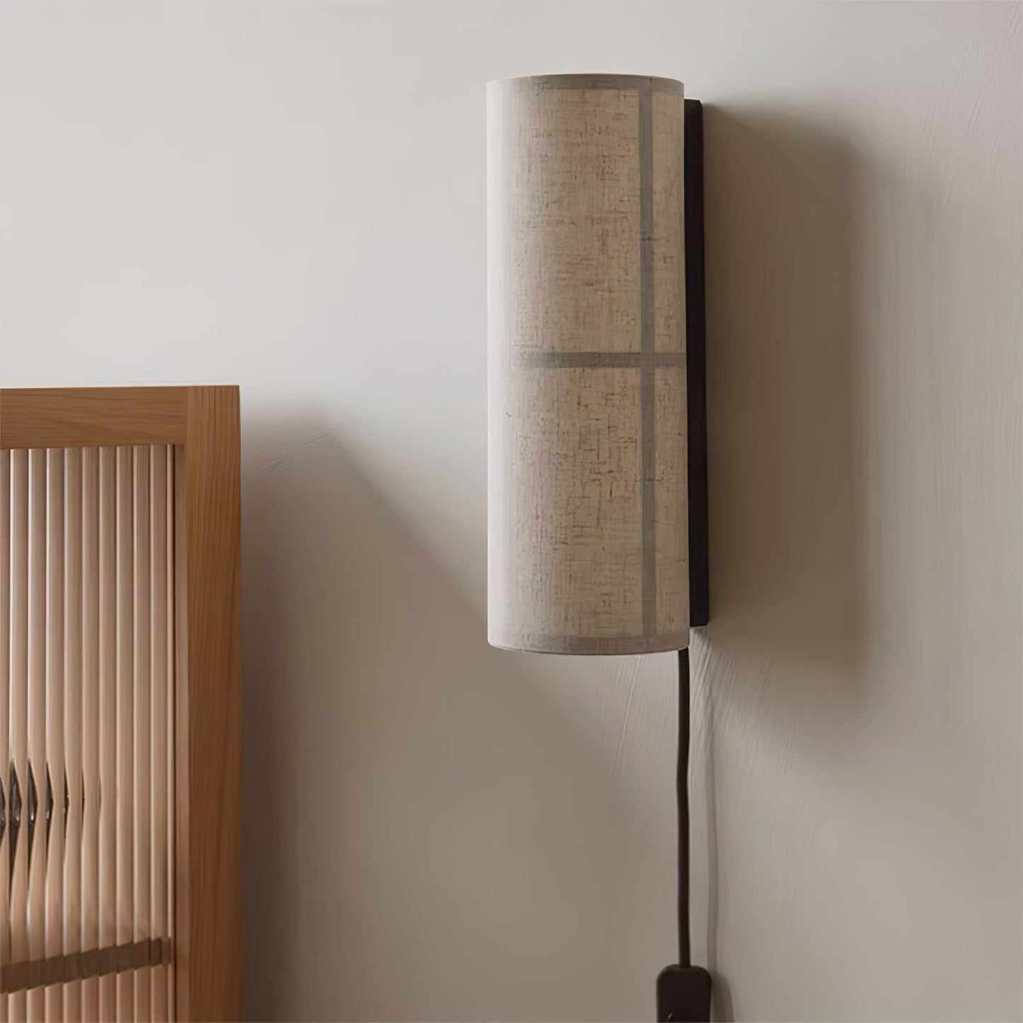 Cylinder Wall Lamp | Fabric Shade | Black Frame, White or Grey Shade