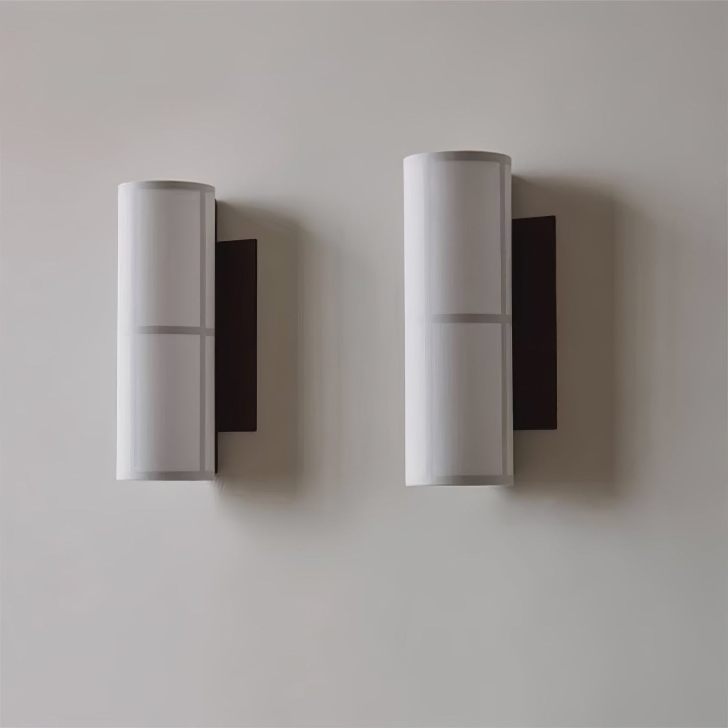 Cylinder Wall Lamp | Fabric Shade | Black Frame, White or Grey Shade