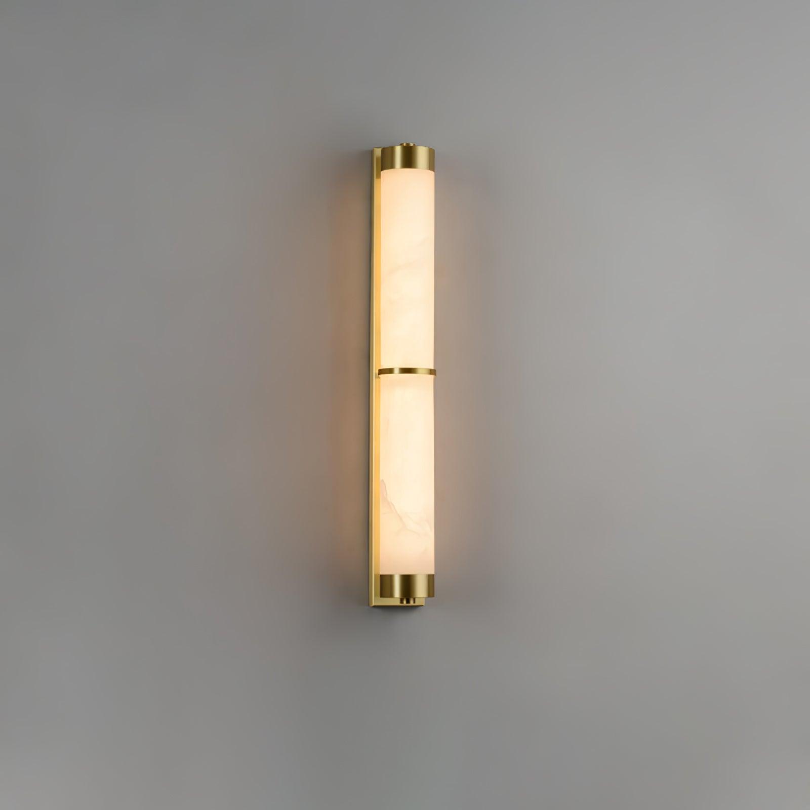 Cylindra Wall Light | Alabaster & Brass | White Shade