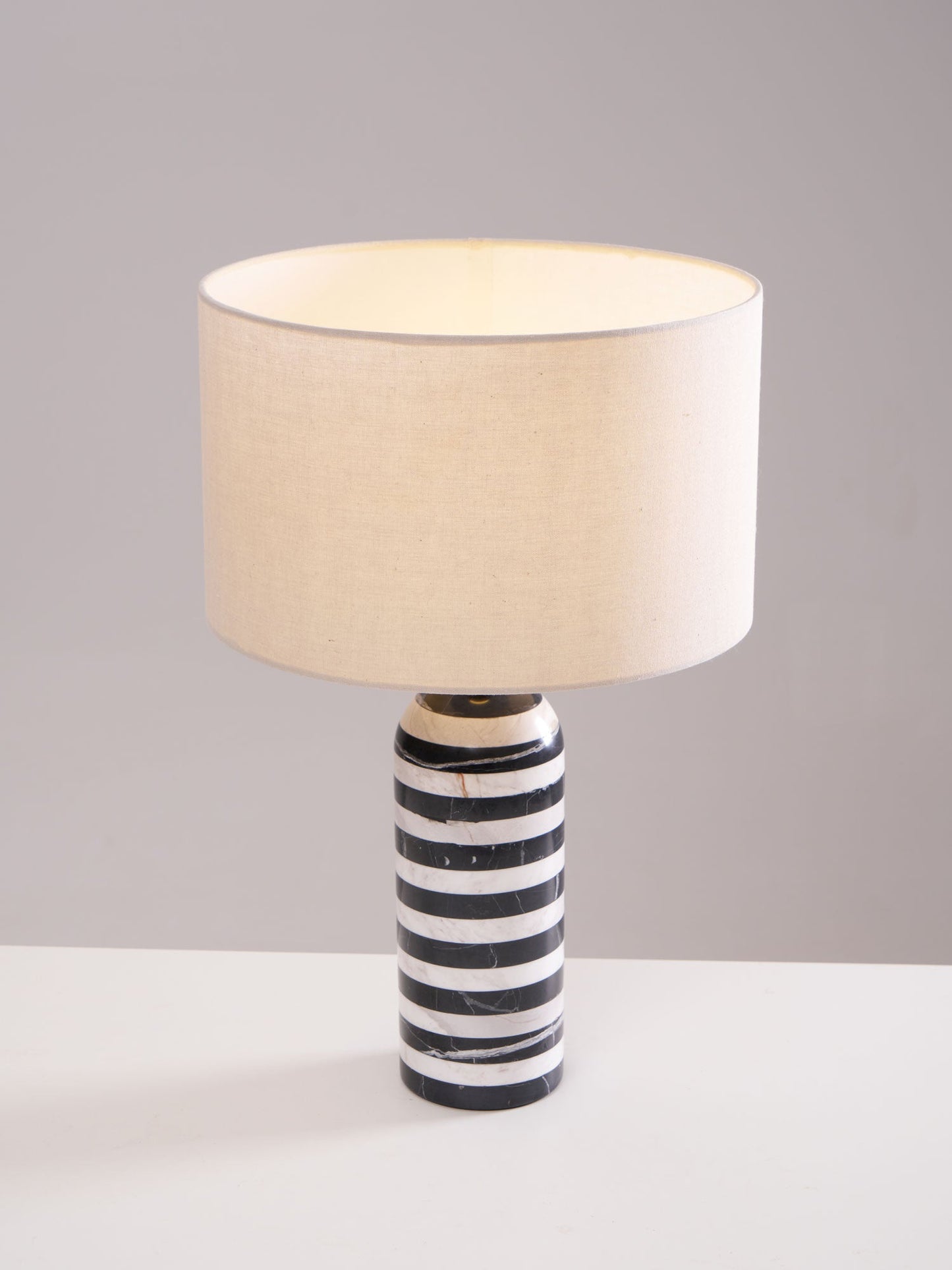 Tuxedo Table Lamp | Black and White Marble | 30cm Diameter