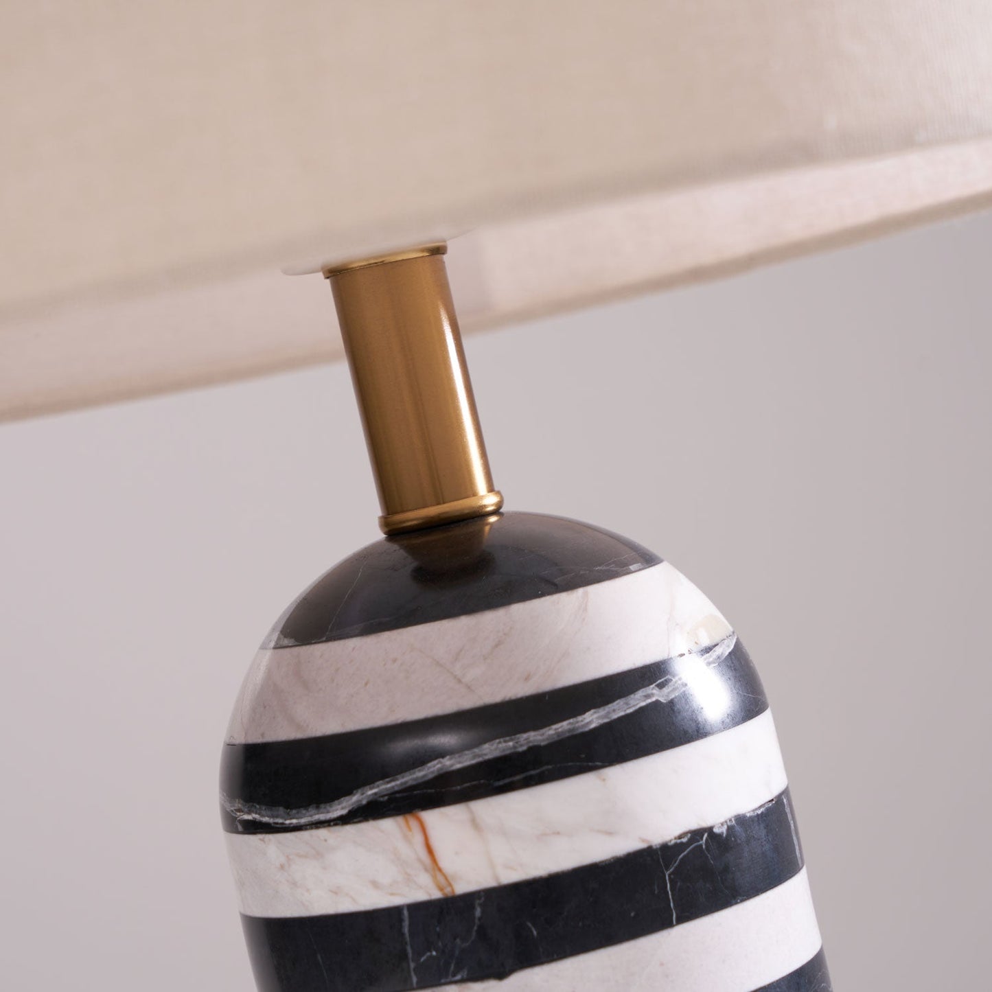 Tuxedo Table Lamp | Black and White Marble | 30cm Diameter