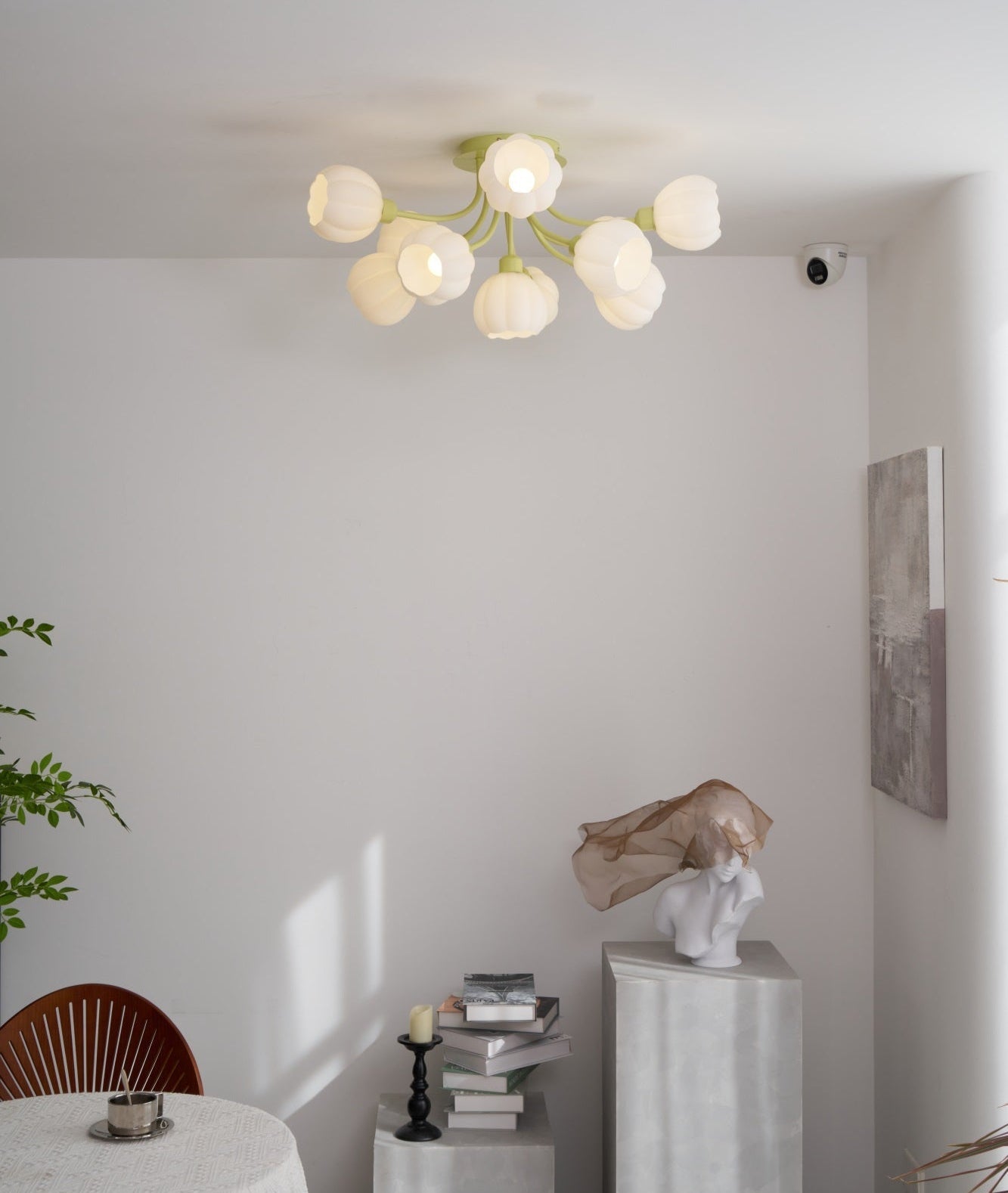 Pumpkin Matcha Ceiling Lamp | Glass Shade & Metal Finish | 7, 11, or 13 Heads