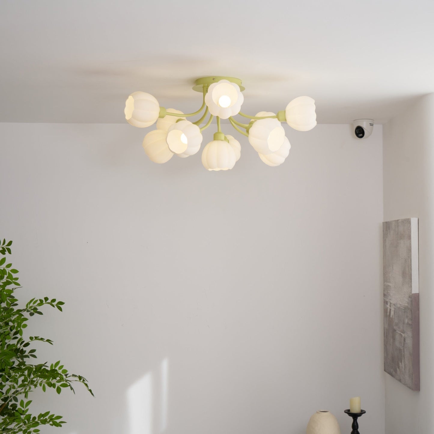 Pumpkin Matcha Ceiling Lamp | Glass Shade & Metal Finish | 7, 11, or 13 Heads