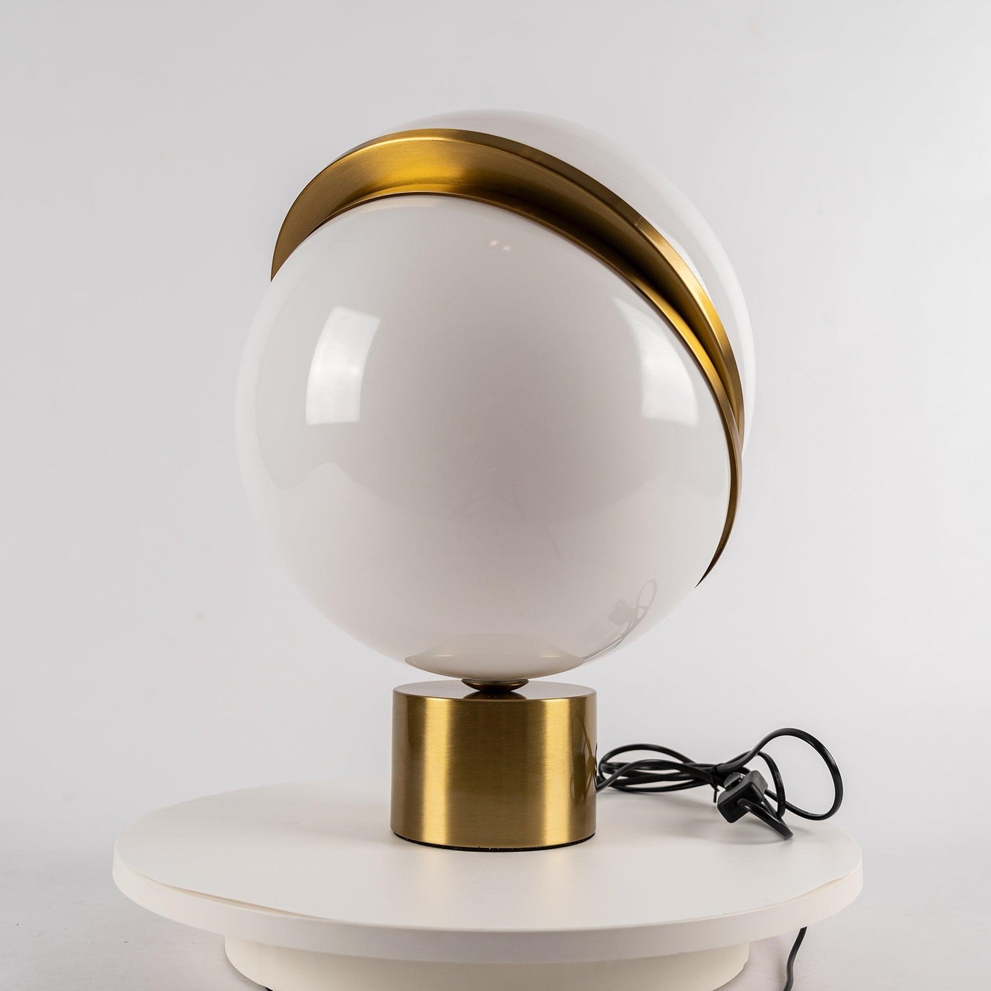 Crescent Table Lamp | Brushed Brass & White Acrylic | 30cm Diameter