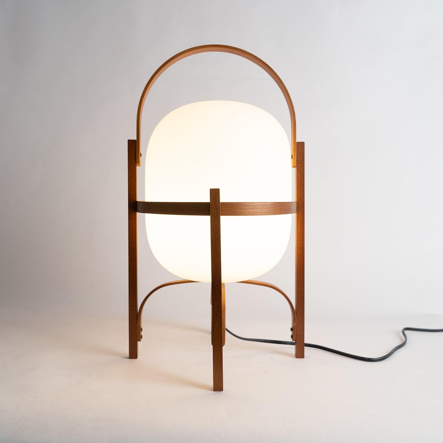 Portable Glass Table Lamp | Wood & Glass | Ash or Walnut Finish
