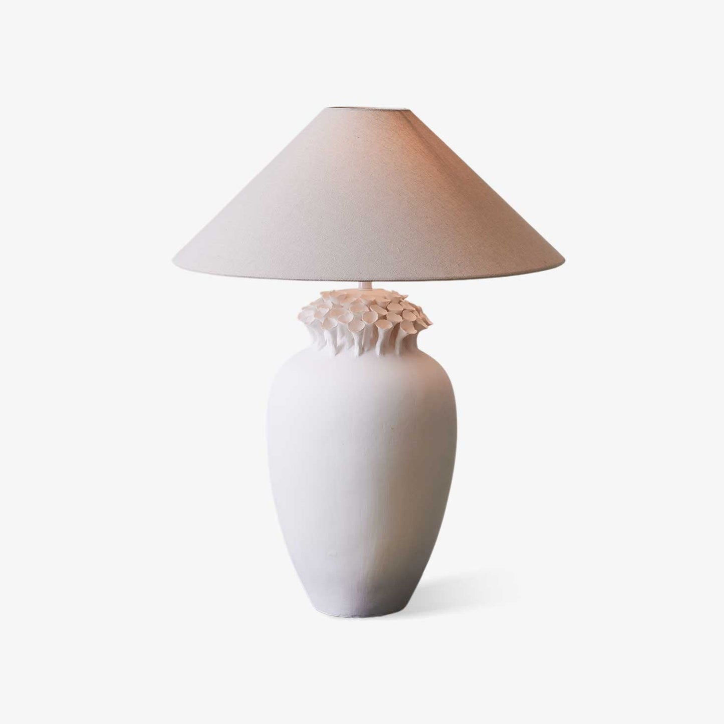 Blossom Crest Table Lamp | Ceramic Base | White