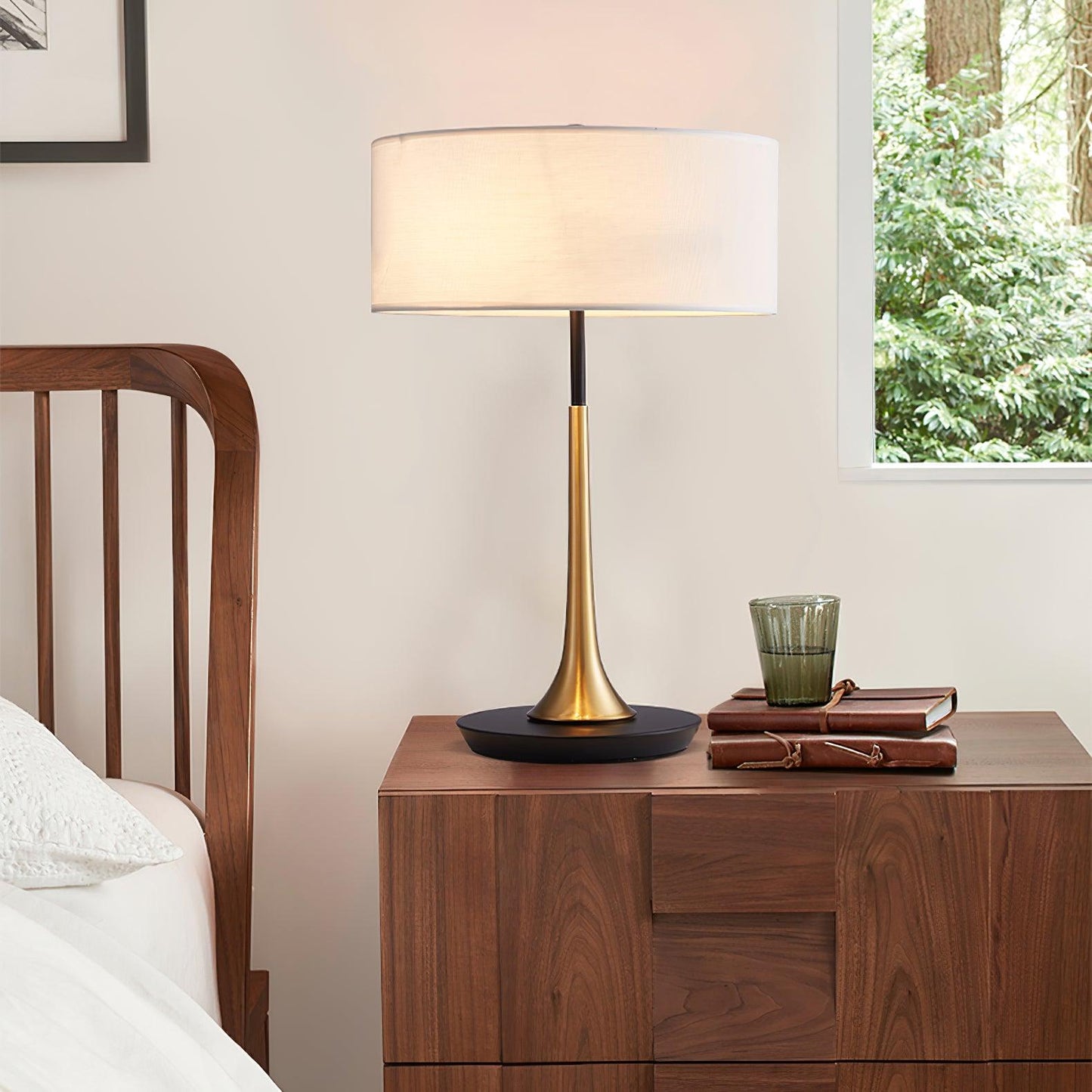 Dana Table Lamp | Metal & Fabric | Black & Gold