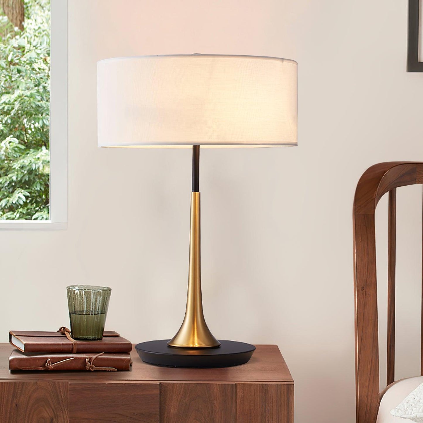 Dana Table Lamp | Metal & Fabric | Black & Gold