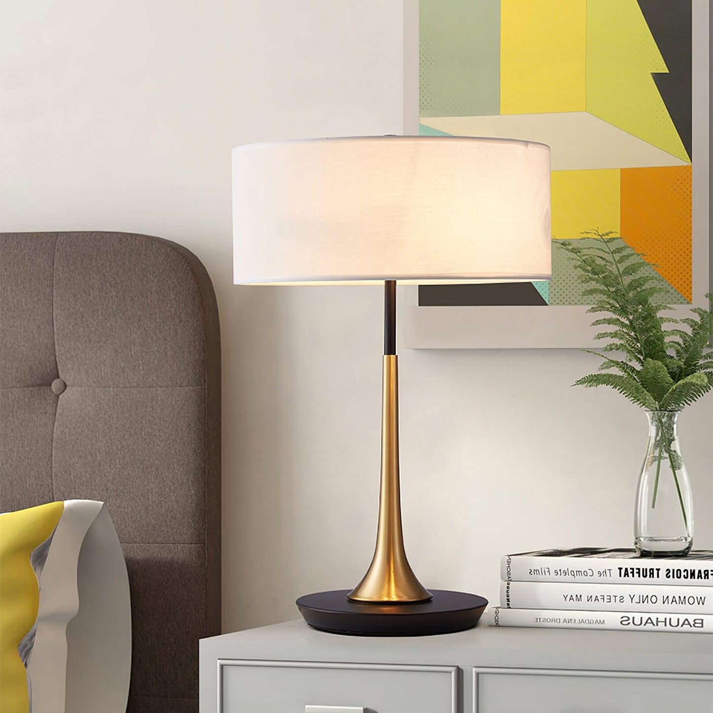 Dana Table Lamp | Metal & Fabric | Black & Gold